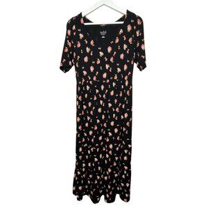 Ingrid & Isabel Maternity Black Floral Maxi Dress Small